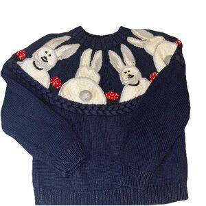 Vtg Eagles Eye Blue Bunny Sweater S Rabbit